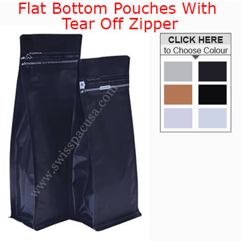 FLAT BOTTOM POUCHES WITH TEAR OFF ZIPPER