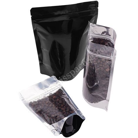 One Pound Barrier Bags Stand Up Zipper Pouches - Clear Black bag